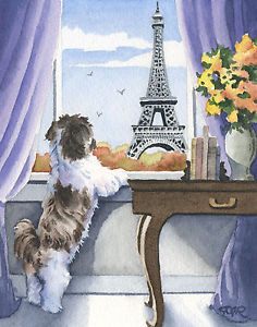 236x300 Shih Tzu Art Print Shih Tzu In Paris Watercolor 11 X 14 Signed - Shih Tzu Watercolor