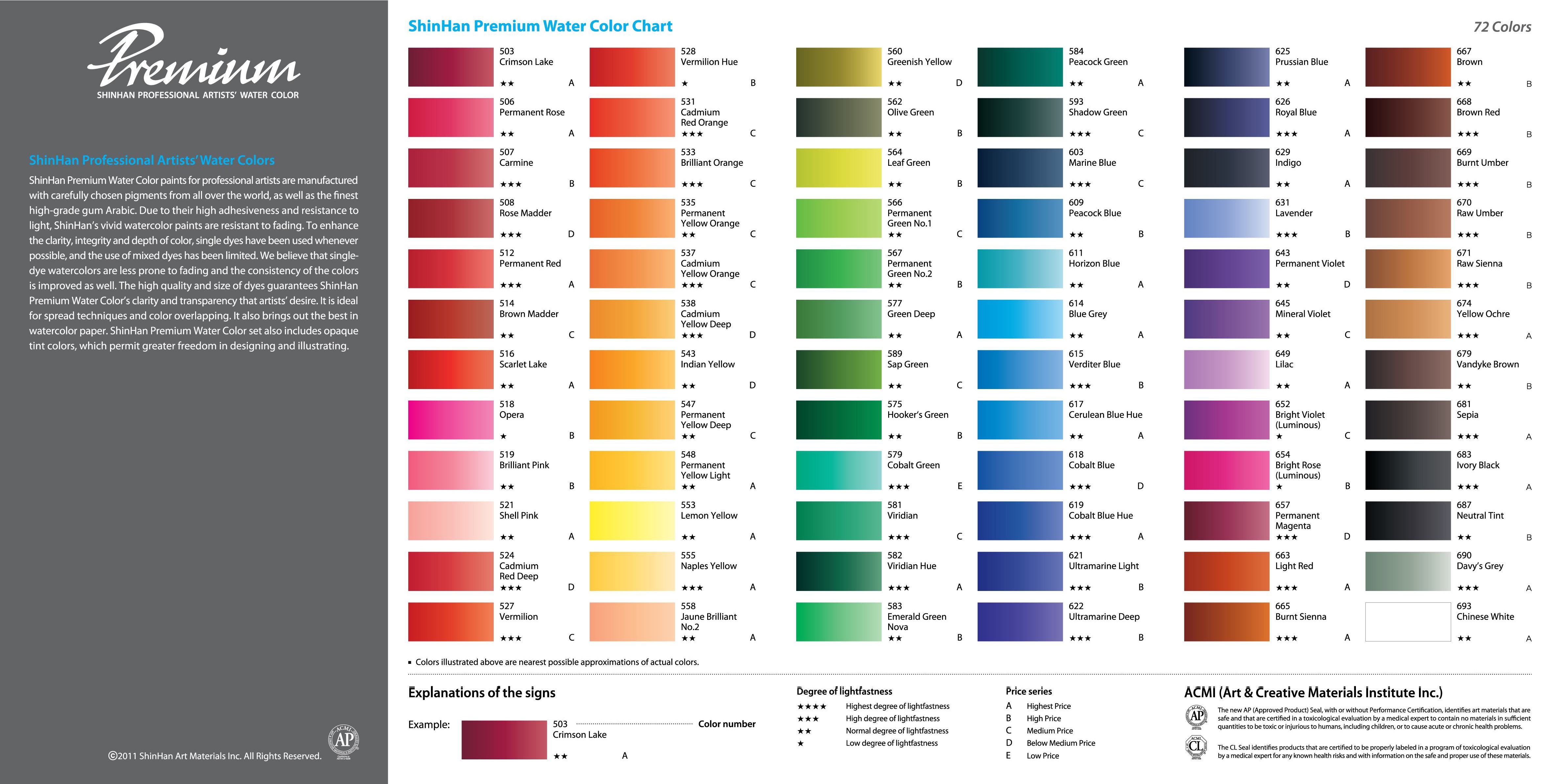 4725x2388 Shinhan Watercolor Paint Color Chart Art Supplies And Space! In - Shinhan Watercolor
