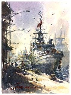 Ship Watercolor