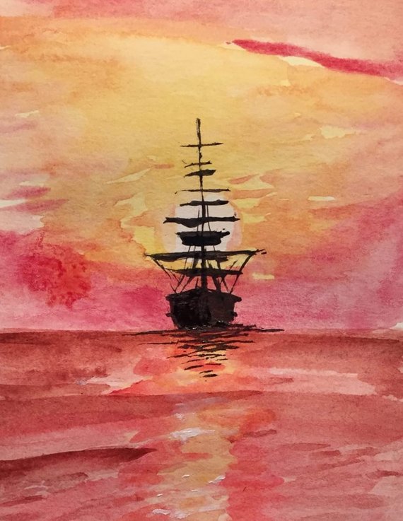 570x737 Watercolor Ship - Ship Watercolor