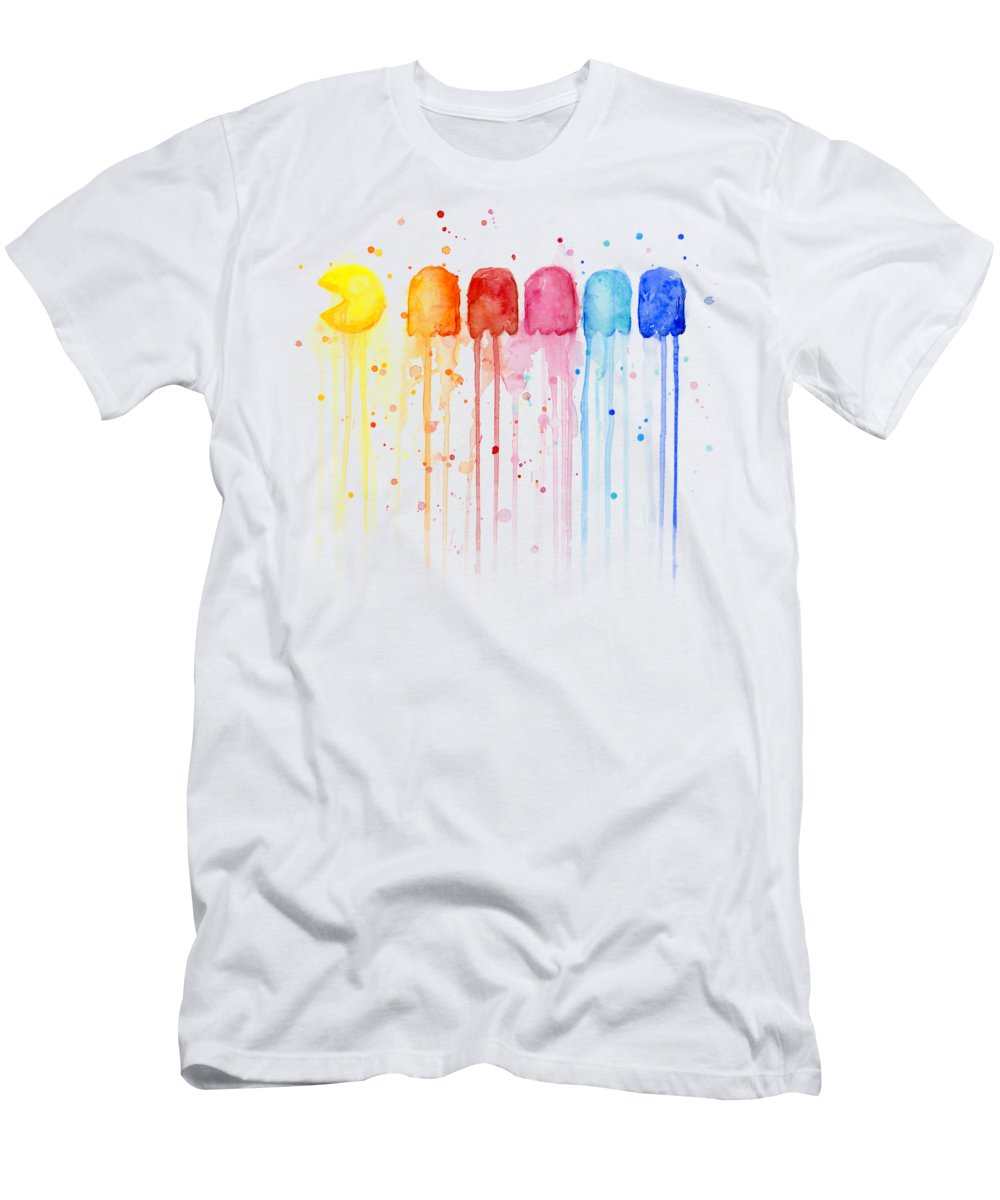 1000x1200 Pacman Watercolor Rainbow T Shirt For Sale By Olga Shvartsur - Shirt Watercolor