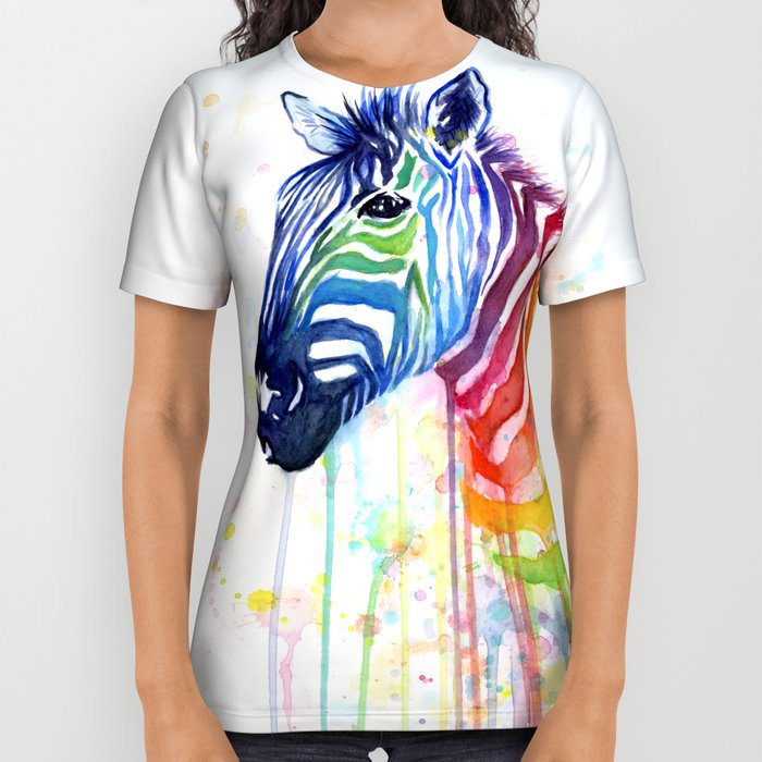 700x700 Zebra Watercolor Rainbow Animal Painting Ode To Fruit Stripes All - Shirt Watercolor