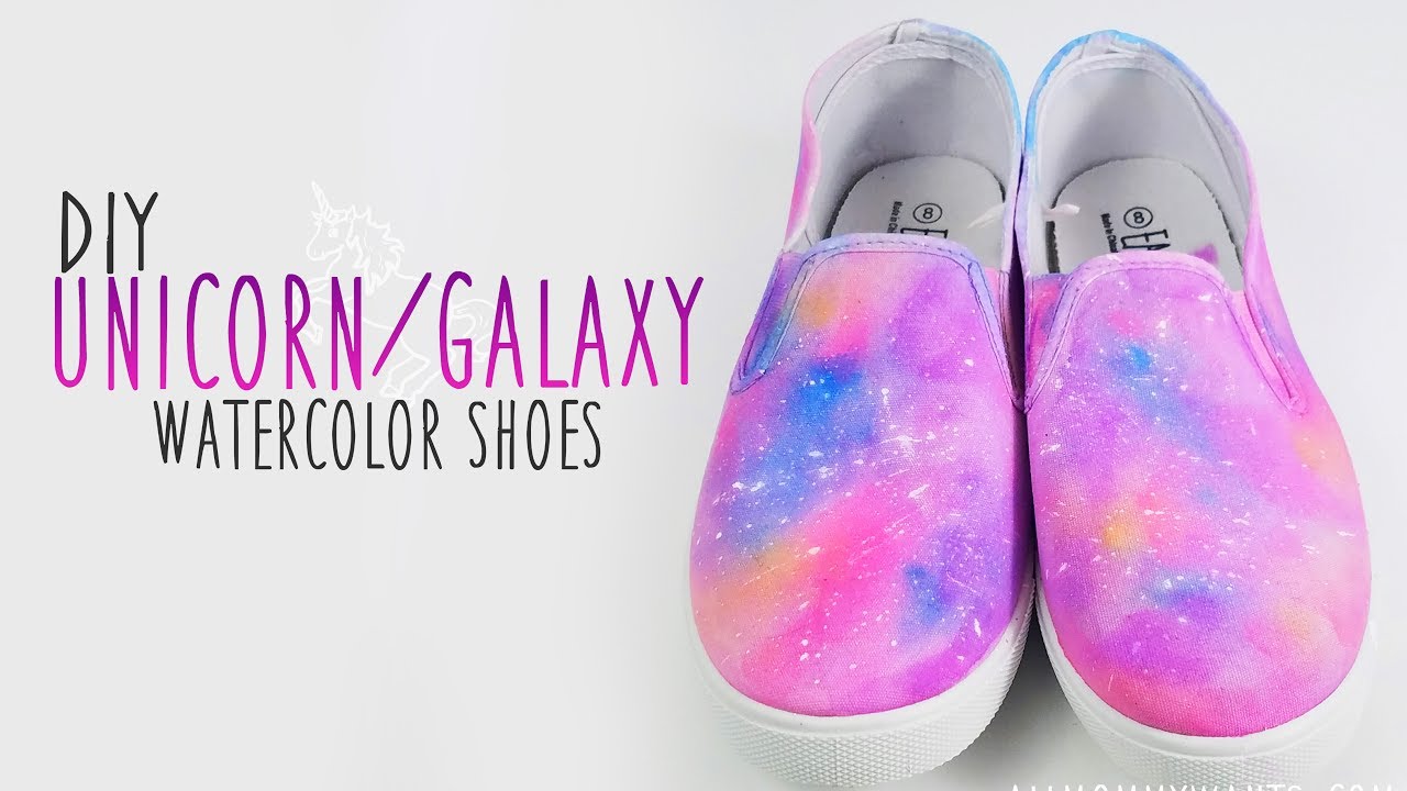 1280x720 Diy Unicorngalaxy Watercolor Shoes!! - Shoes Watercolor