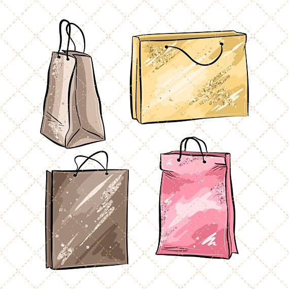 570x570 Shopping Watercolor Cliparts, Spring Clipart, Fashion Clipart - Shopping Watercolor