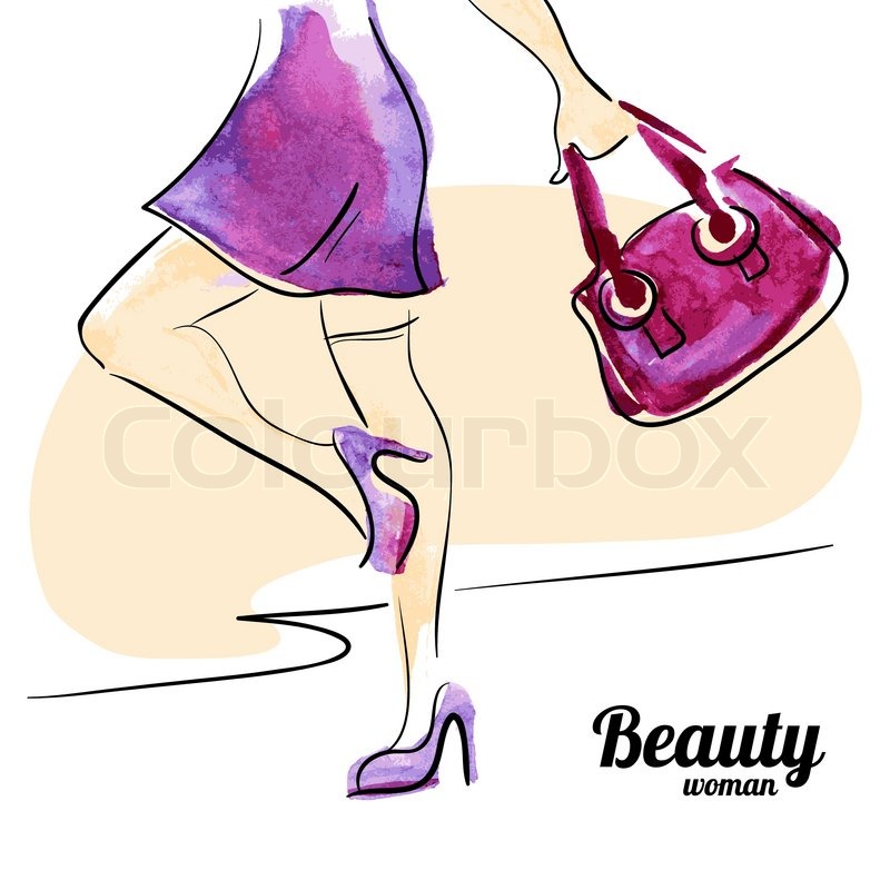 800x800 Watercolor Shopping Woman Design Stock Vector Colourbox - Shopping Watercolor