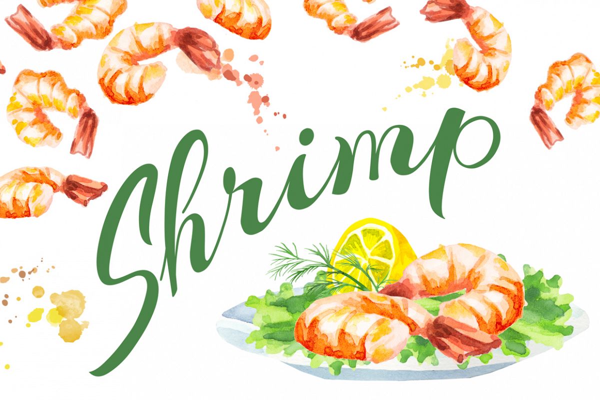 1200x800 Shrimp Bundle. Watercolor - Shrimp Watercolor