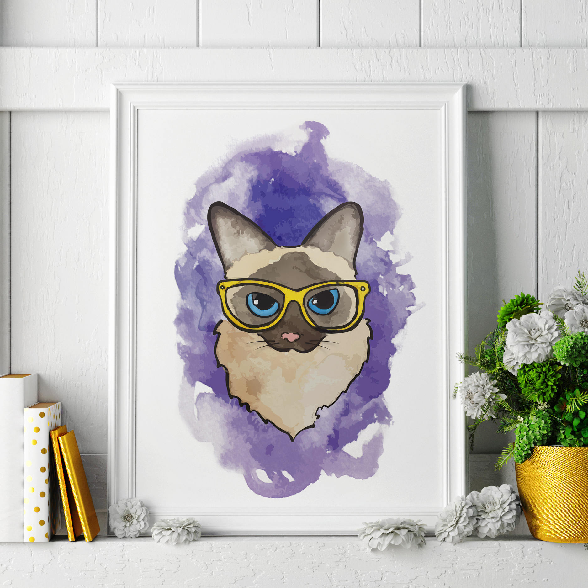 1875x1875 Siamese Cat Watercolor Painting Siamese Cat Art Siamese Etsy - Siamese Cat Watercolor