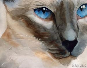 300x237 Giclee Print Siamese Cat Watercolor Art Painting Cerulean Lilac - Siamese Cat Watercolor