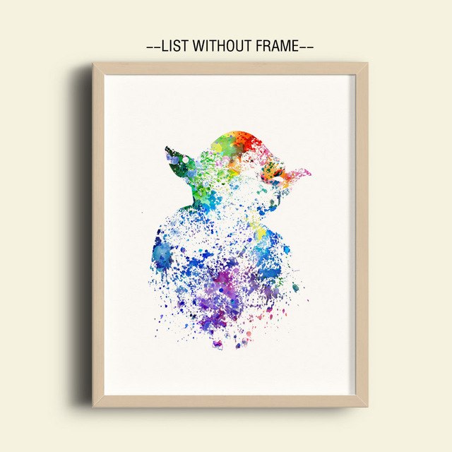 640x640 Silhouette Yoda Watercolor Art Paint Yoda Posters Watercolor Home - Siamese Cat Watercolor