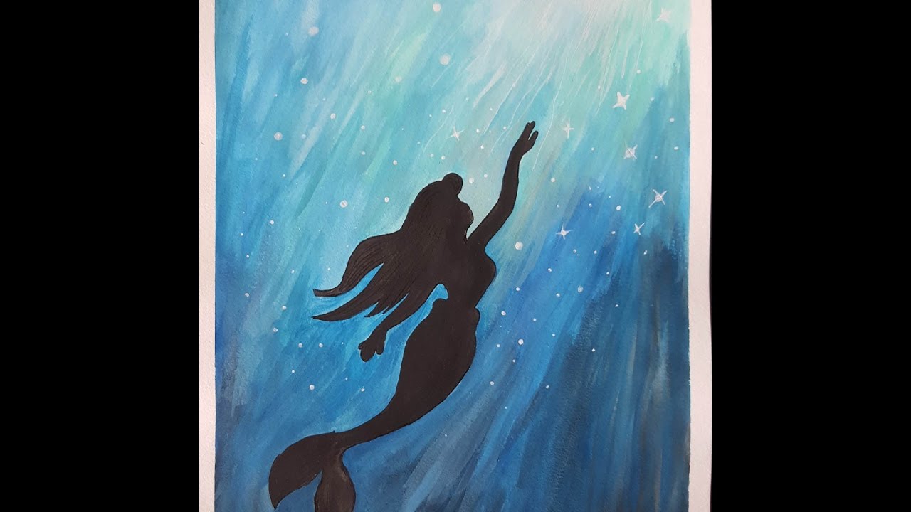 1280x720 Watercolor Mermaid Silhouette Timelapse - Siamese Cat Watercolor
