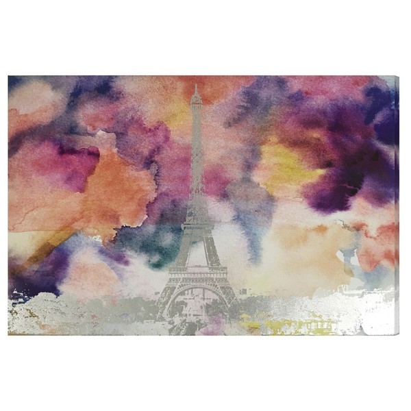 600x600 Shop Paris Eiffel Watercolor Silver Foil Graphic Art On Canvas - Silver Watercolor