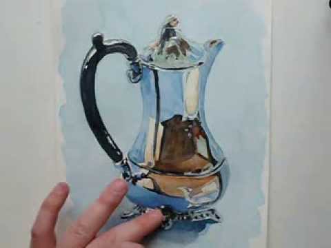 480x360 Silver Kettle - Silver Watercolor