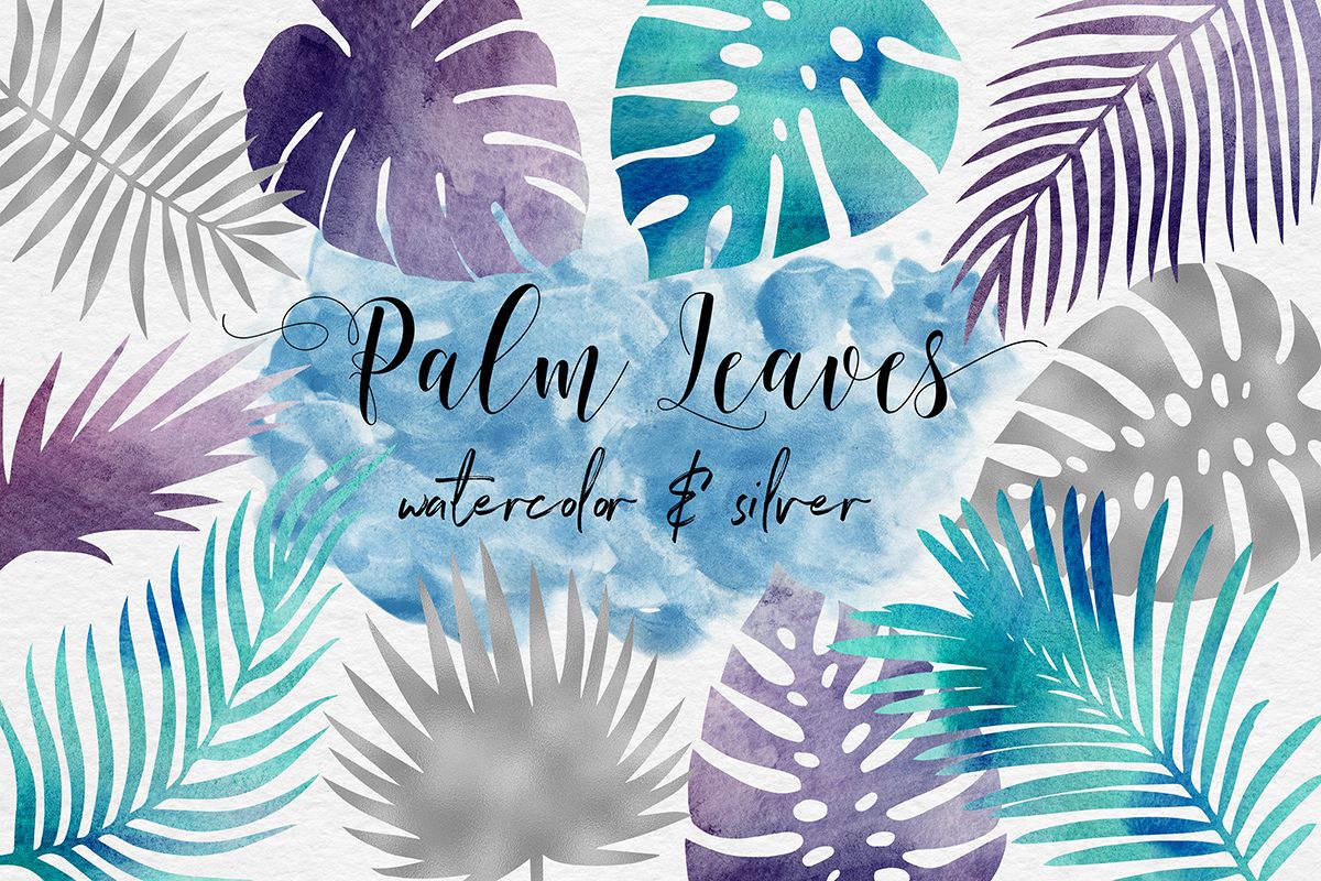 1200x800 Silver Amp Watercolor Tropical Leaves - Silver Watercolor