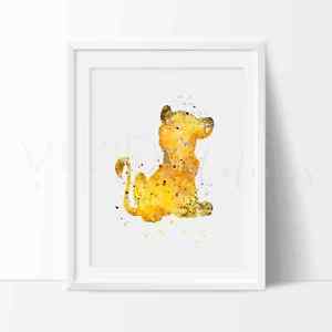 300x300 Lion King Simba Watercolor Nursery Art Print, Kids Wall Art Decor - Simba Watercolor