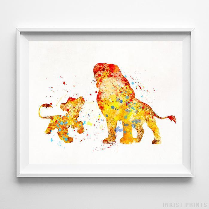 699x699 Mufasa Simba The Lion King Type 2 Wall Art Disney Watercolor - Simba Watercolor