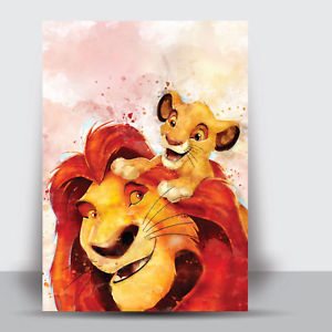 300x300 The Lion King Framed Art Print Watercolour Wall Picture Poster - Simba Watercolor