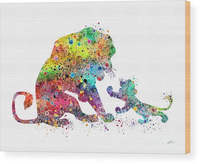 643x527 The Lion King Mufasa And Simba Watercolor Art Print Wood Print By - Simba Watercolor