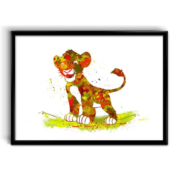 570x570 Instant Digital Download Simba Watercolor Art Print, The Lion King - Simba Watercolor