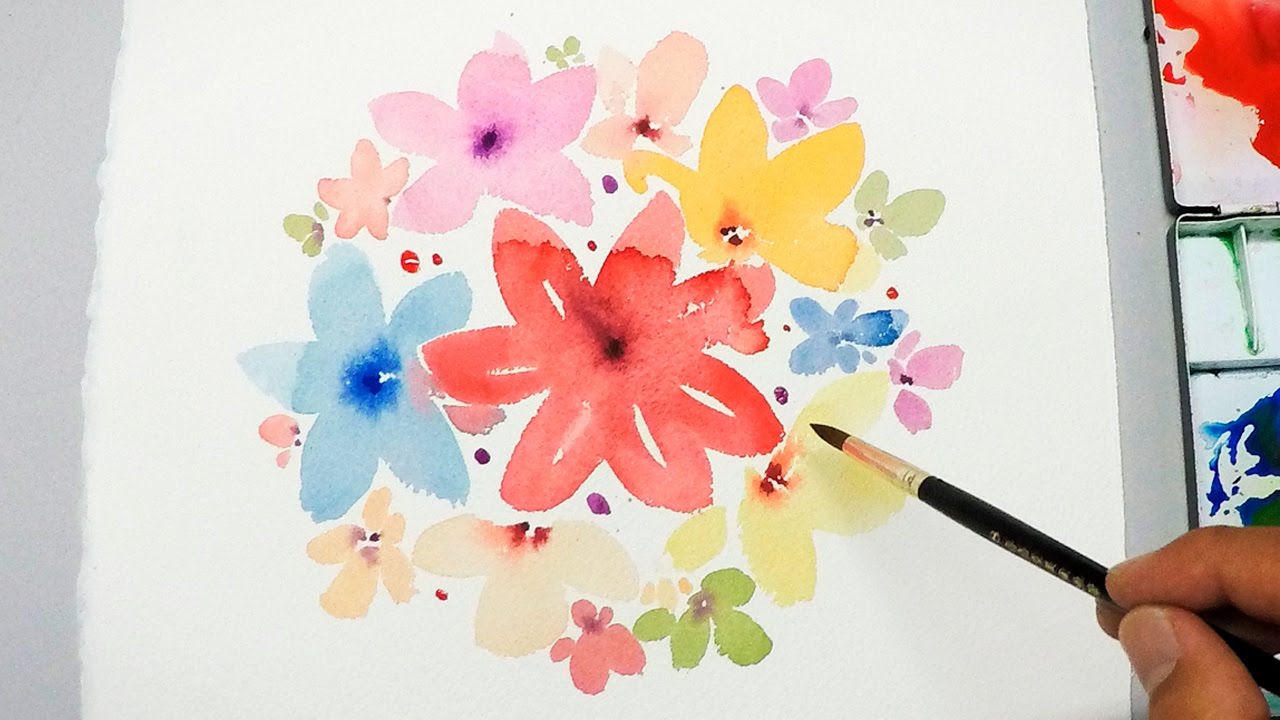 1280x720 Lvl1] Watercolor Tutorial Painting Easy Simple Flowers - Simple Flower Watercolor Painting