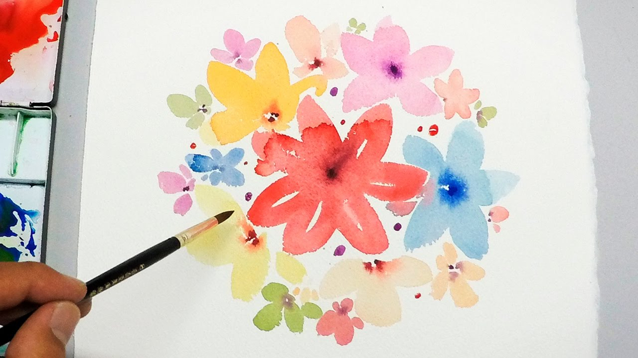 1280x720 Simple Flower Watercolor Paintings Lvl1] Watercolor Tutorial - Simple Flower Watercolor Painting