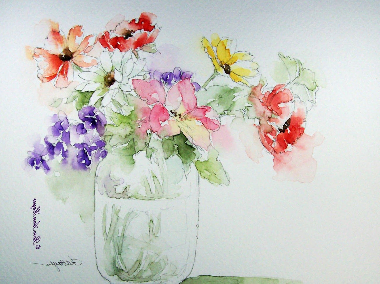 1600x1197 Simple Flower Watercolor Paintings Simple Watercolor Flower - Simple Flower Watercolor Painting