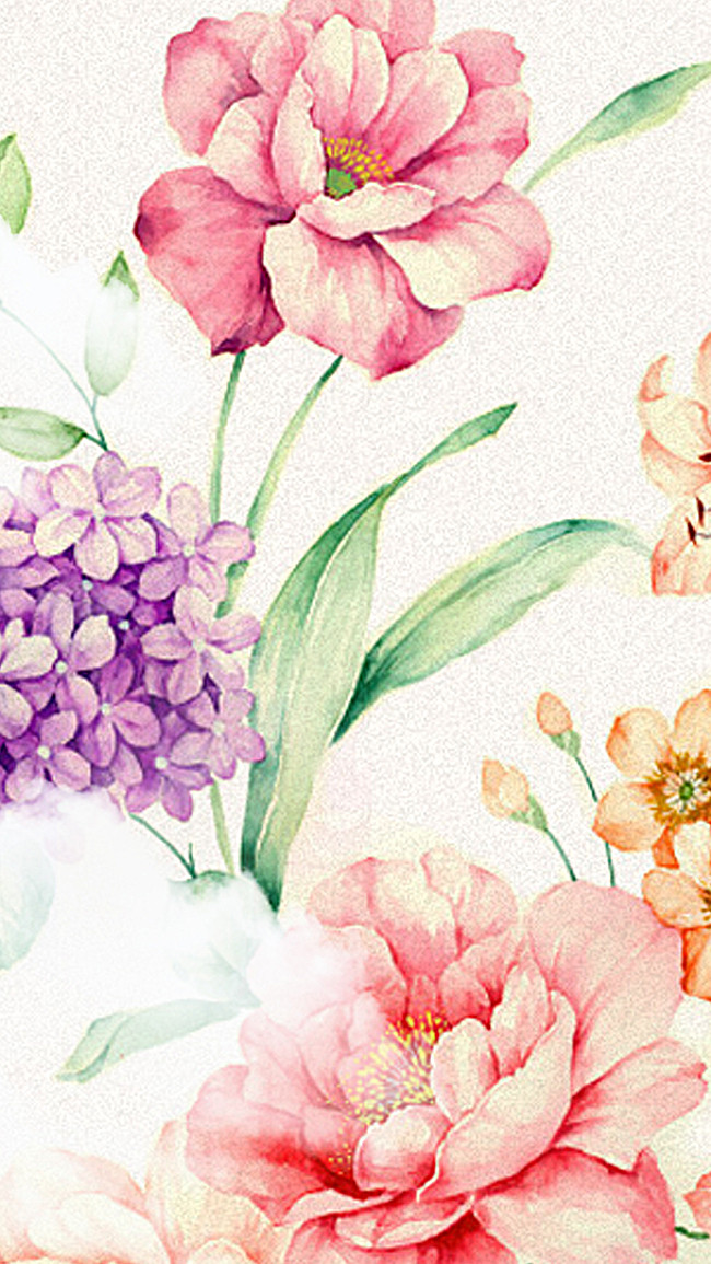 650x1155 Simple Handpainted Flowers Watercolor Background, Simple - Simple Flower Watercolor Painting