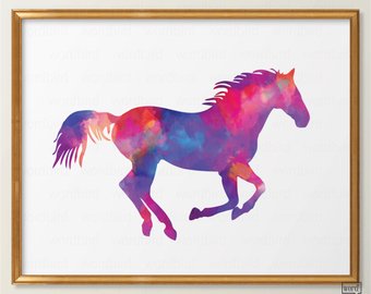 340x270 Horse Watercolor Painting Horse Print Horse Greeting Cards - Simple Horse Watercolor