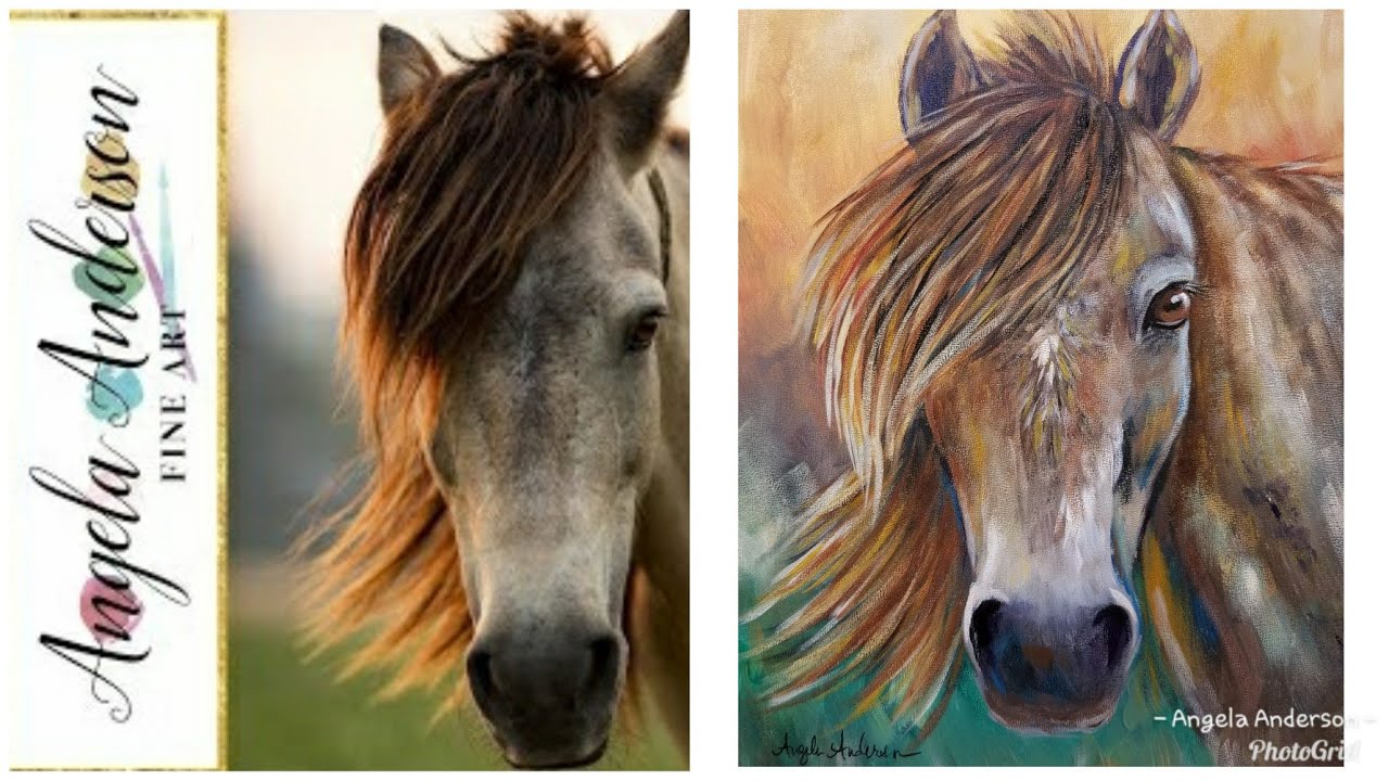 1280x720 Simple Horse Portrait Live Acrylic Painting Tutorial - Simple Horse Watercolor