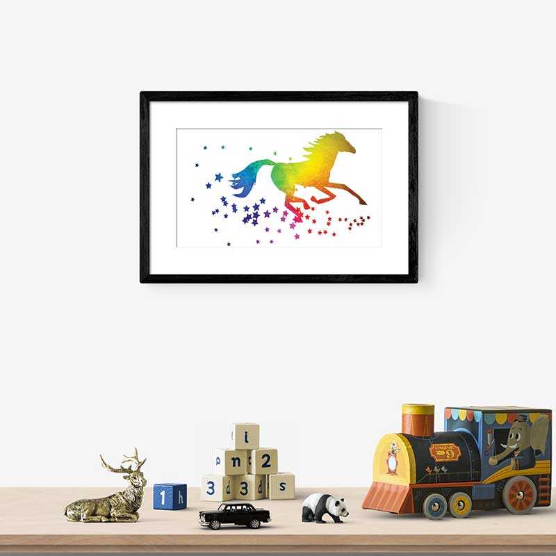 800x800 Buy The Flying Horse Watercolor Art Print - Simple Horse Watercolor