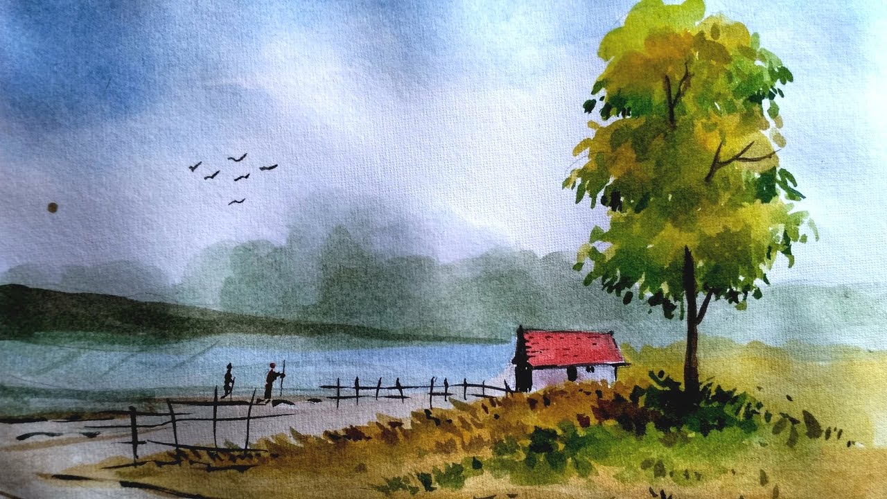 1280x720 How To Paint A Simple Landscape In Watercolor Paint With David - Simple Landscape Watercolor