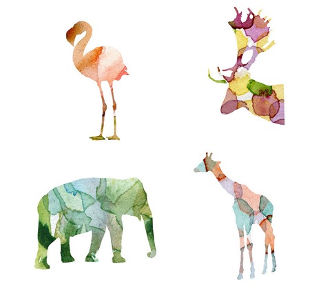 466x422 Watercolor Animal Prints Centsational Style - Simple Watercolor Animals