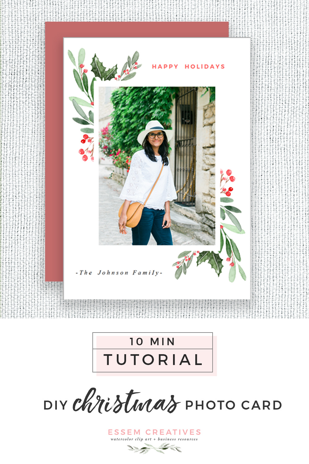 1000x1500 Diy Watercolor Christmas Photo Card Tutorial, Simple Amp Easy - Simple Watercolor Christmas Cards