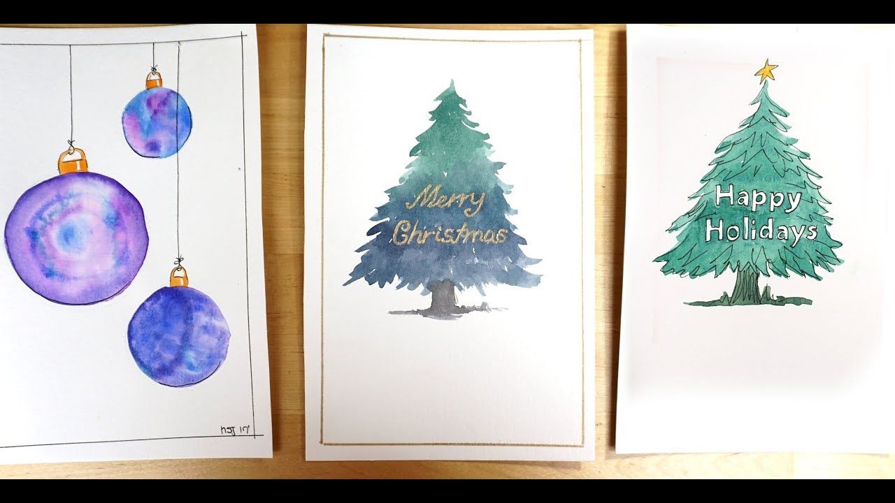 1280x720 Watercolor Christmas Cards - Simple Watercolor Christmas Cards