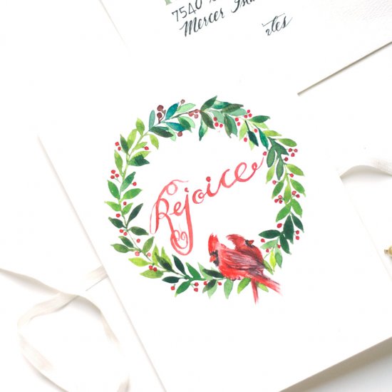 550x550 Watercolor Christmas Wreath Card Craftgawker - Simple Watercolor Christmas Cards
