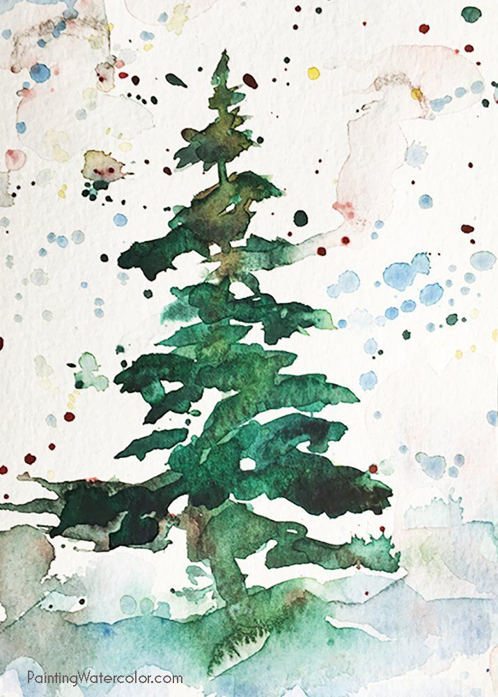 715x1000 Christmas Card Tree Watercolor Painting Tutorial Art Ideas For - Simple Watercolor Christmas Cards