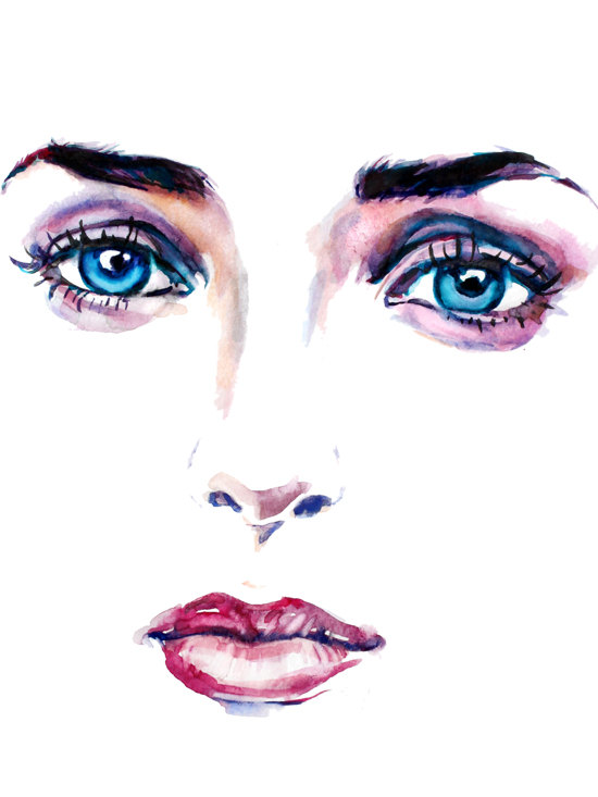 550x733 Image About Beautiful In Dibujos By Poison Insanne - Simple Watercolor Face