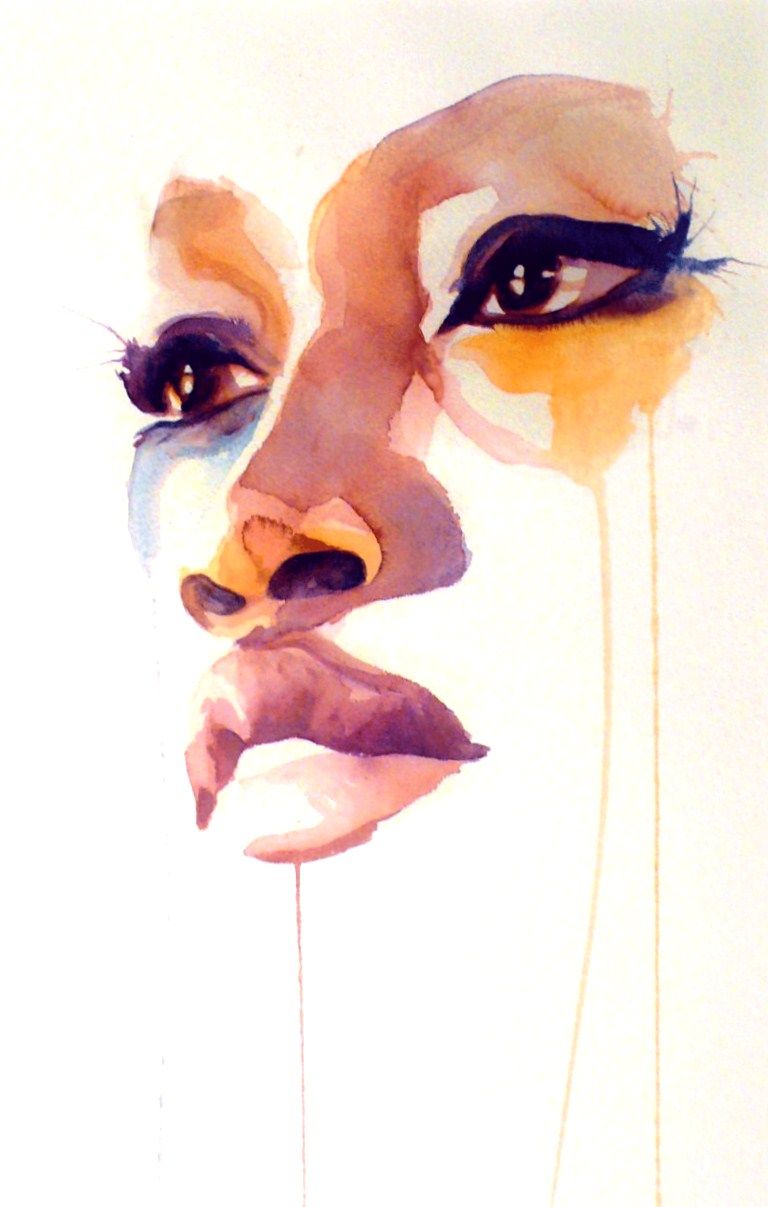768x1207 Pin By Adriana Fontanez On Paintings! Face - Simple Watercolor Face