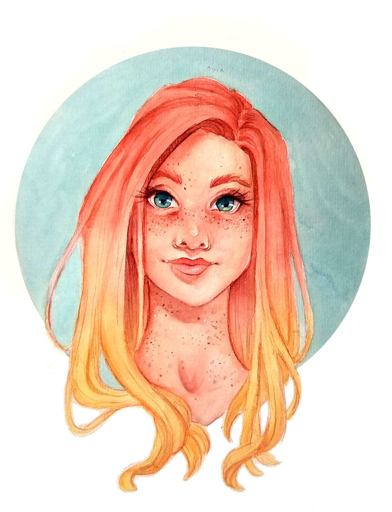 782x1021 Simple Portrait By Monique Renee - Simple Watercolor Face