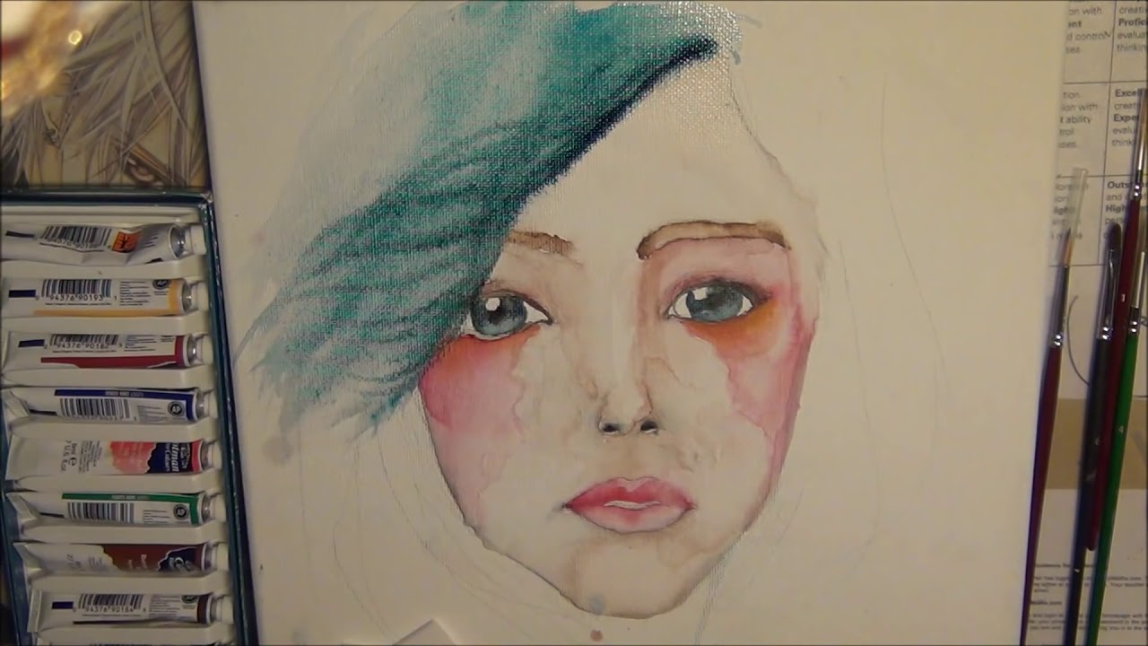 1280x720 Water Colour Painting - Simple Watercolor Face