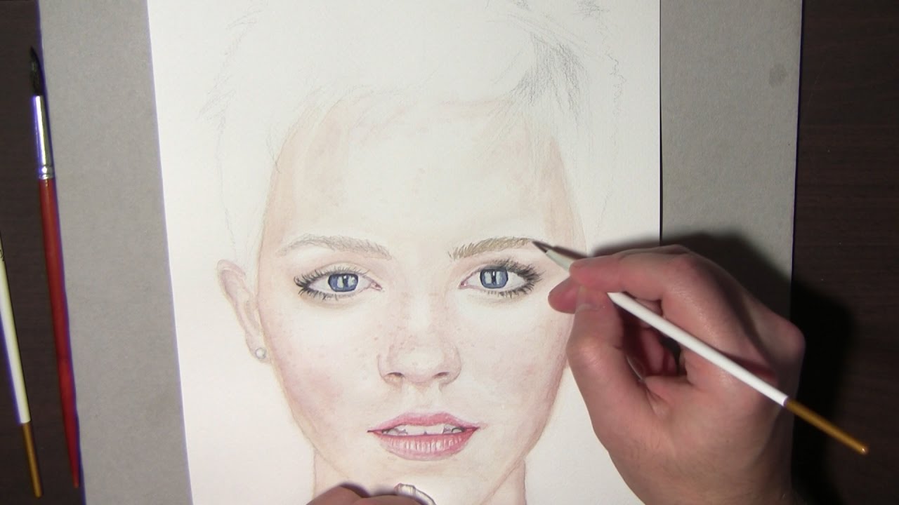 1280x720 Watercolor Portrait Tutorial. How To, Steps And Tips. Emma Watson - Simple Watercolor Face