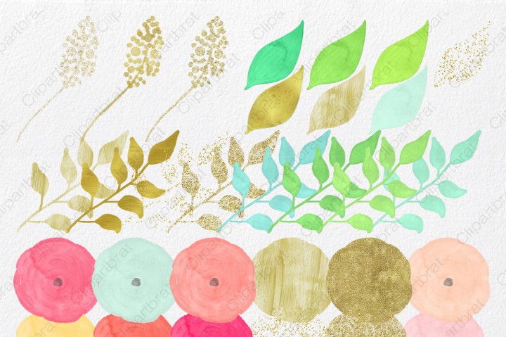 720x479 Simple Watercolor Flowers In Blush Peach Amp Gold Metallic By - Simple Watercolor Flowers