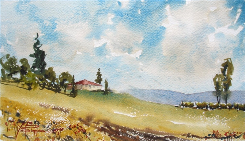 Simple Watercolor Landscape at PaintingValley.com | Explore collection ...