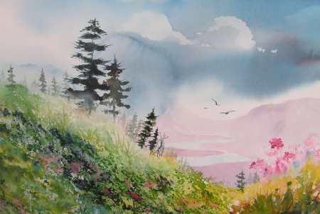 450x302 Water Paintings For Beginners Watercolor Landscape Painting - Simple Watercolor Landscape