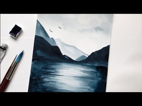 480x360 Mountain Amp Lake Watercolor Tutorial Step By Step Easy - Simple Watercolor Mountains