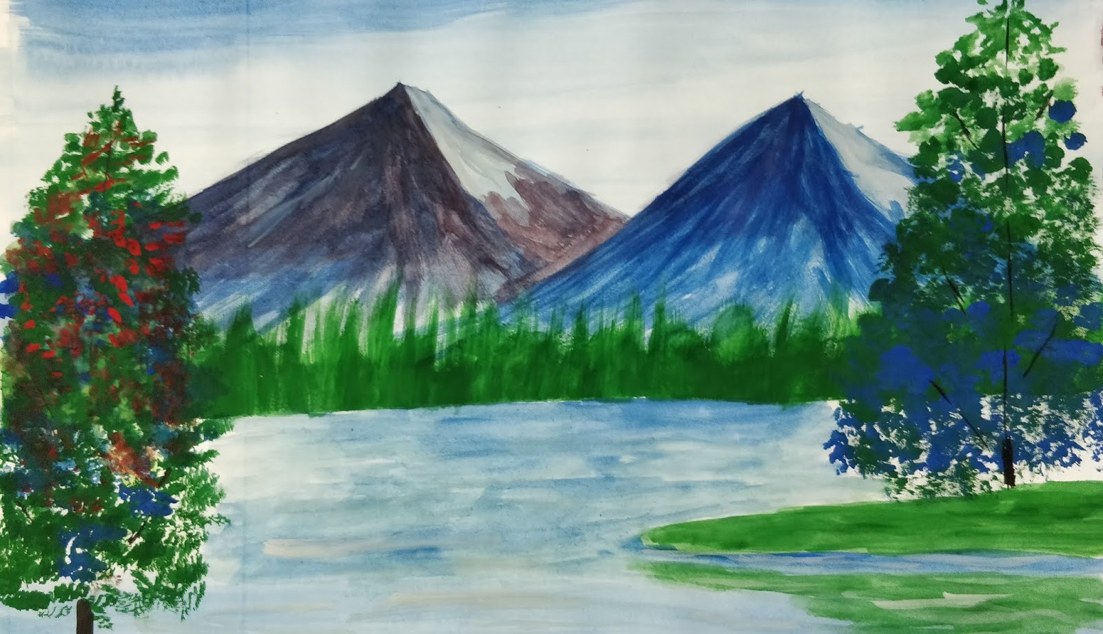 1600x920 Serene Mountains - Simple Watercolor Mountains