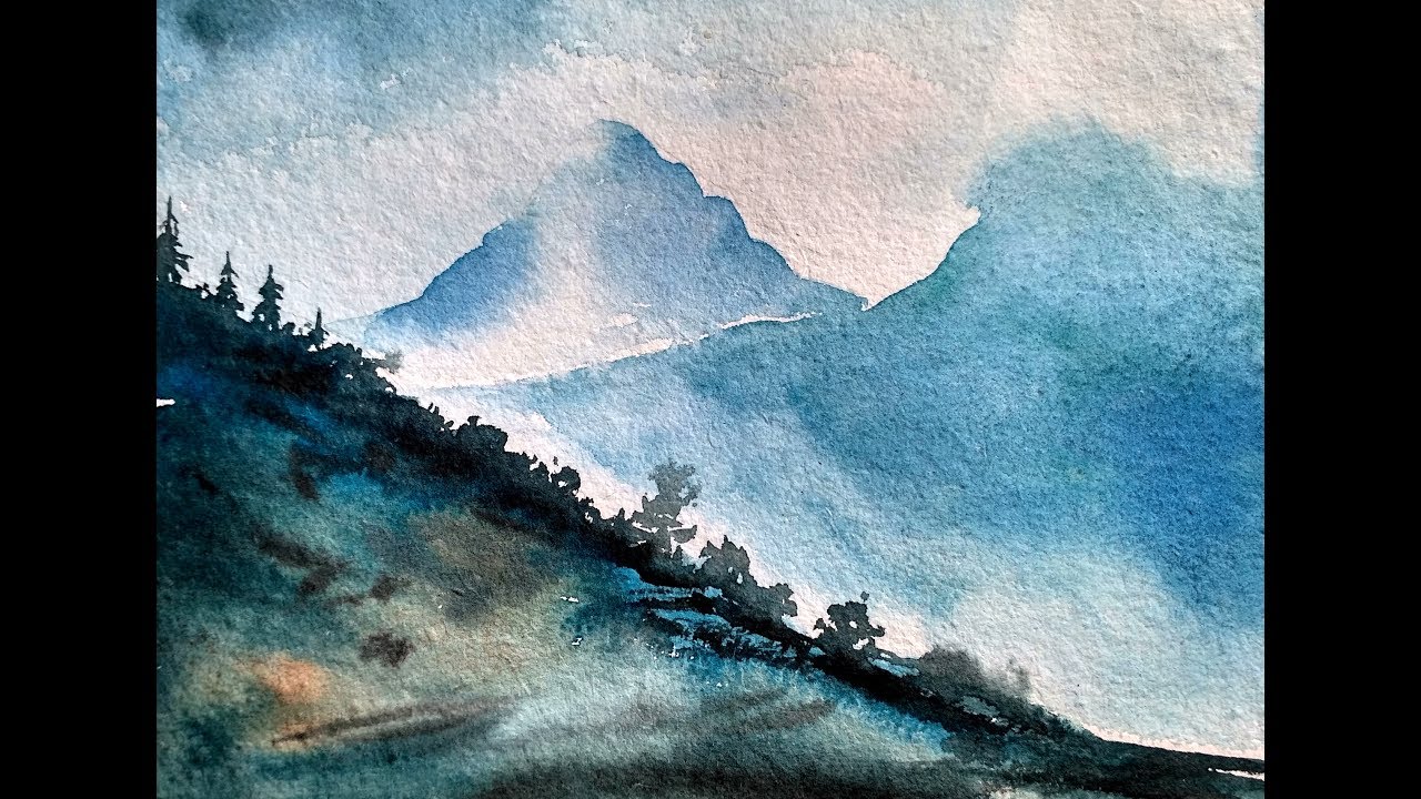 1280x720 Simple Mountain Landscape Watercolor Painting Tutorial For - Simple Watercolor Mountains