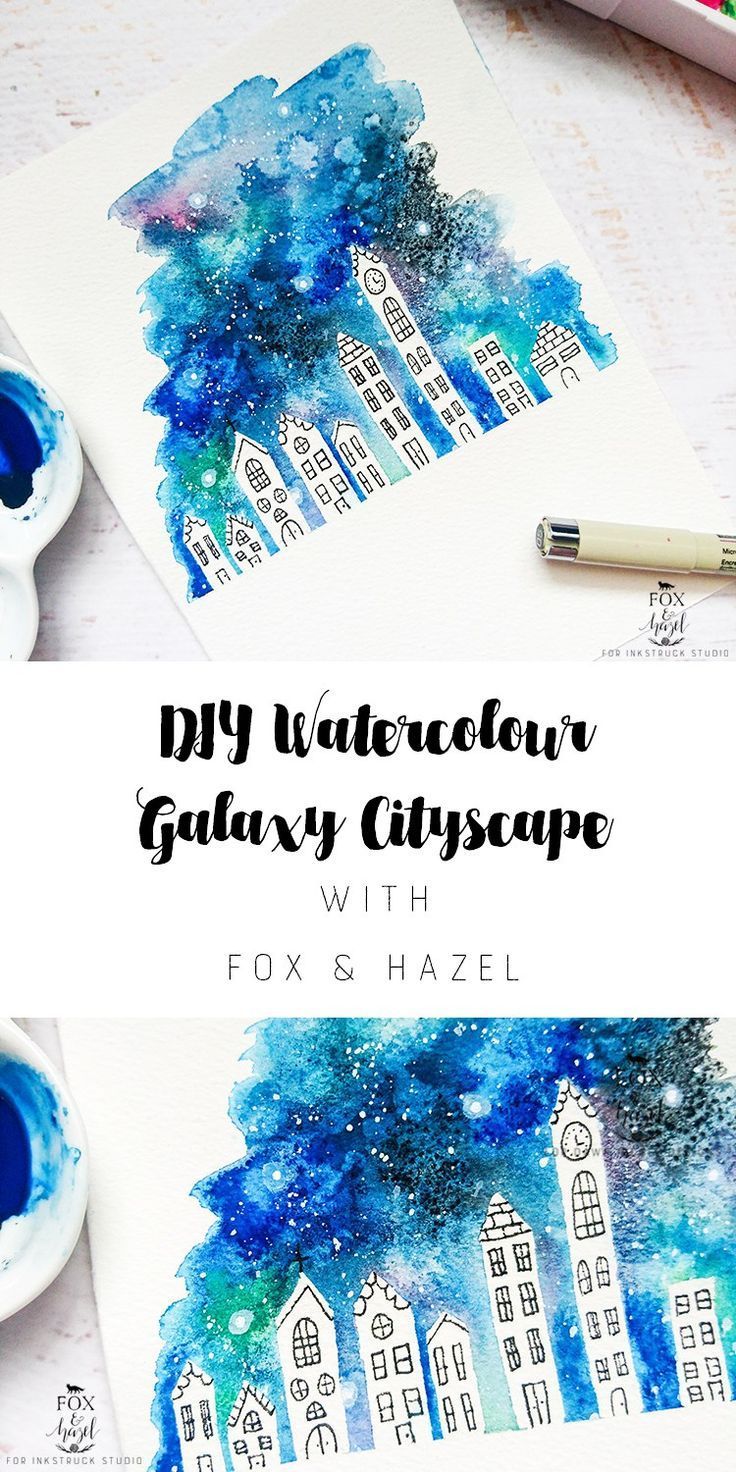 736x1472 Watercolor Galaxy Cityscape Diy Watercolor Galaxy, Watercolor - Simple Watercolor Mountains