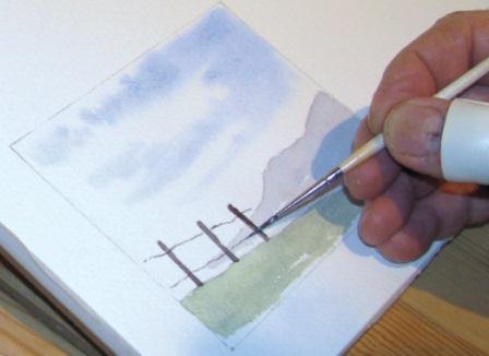 448x326 How To Paint A Simple Landscape - Simple Watercolor Pictures