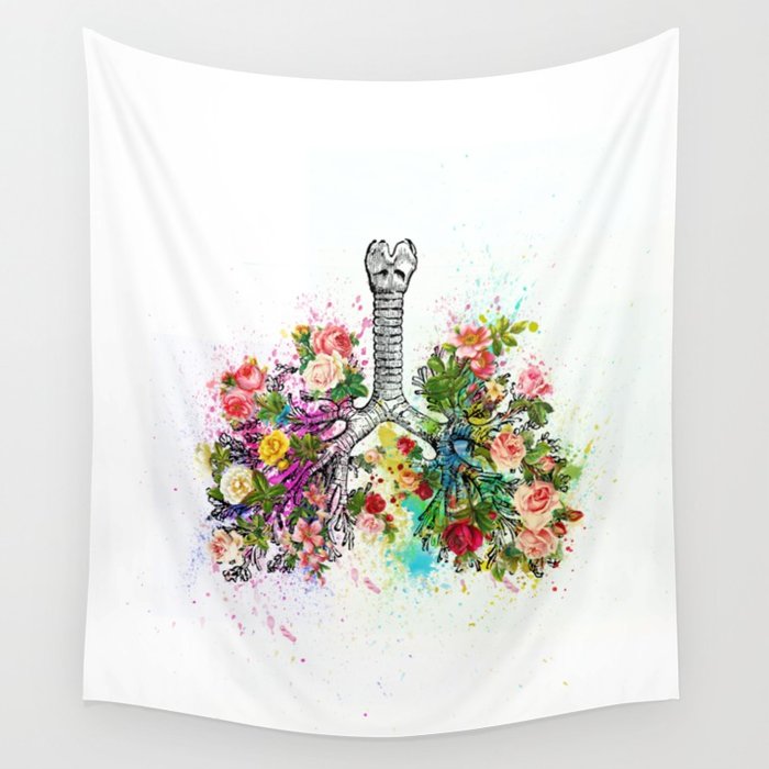 700x700 Flowers Lungs Skeleton Watercolor Wall Tapestry By Kalid796 Society6 - Skeleton Watercolor
