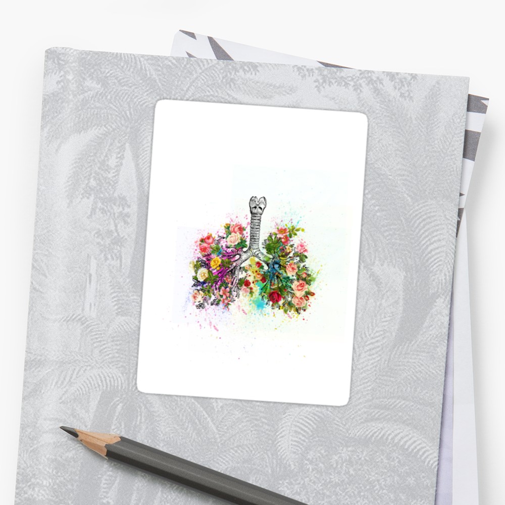1000x1000 Flowers Ribs Skeleton Watercolor Stickers By Khaled Ibrahim - Skeleton Watercolor